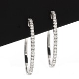 2.14 Cts. 18K White Gold Medium Diamond Hoop Earrings